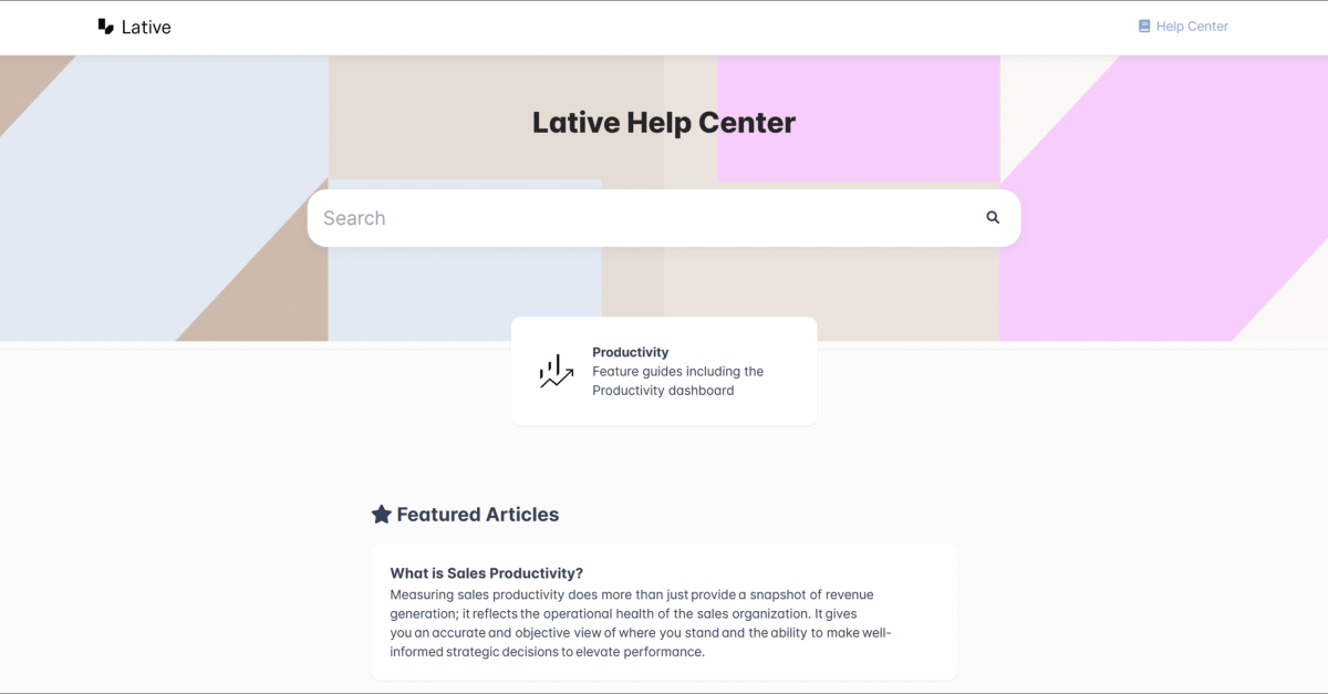 Lative Help Center dashboard